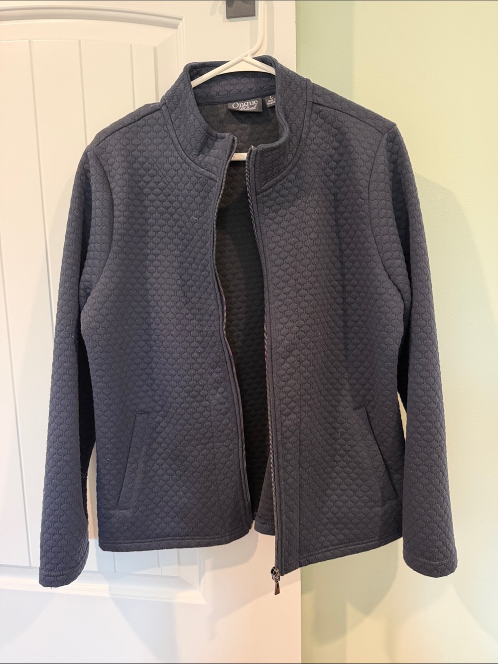 Onque Casuals Quilted Navy Zip-Front Jacket